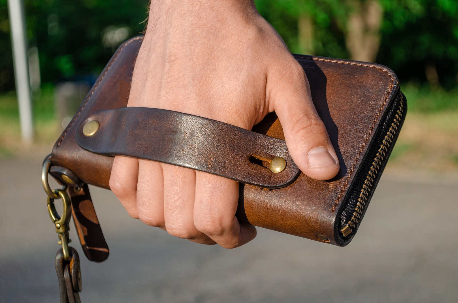 Personalized Leather Clutch Full Grain Leather Clutch Brown Etsy
