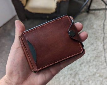 Pince à billets en cuir, petit portefeuille en cuir, pince à billets en cuir, cadeau pour homme, portefeuille minimaliste avec porte-carte de crédit, cadeau pour lui