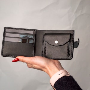 Cartera de cuero para hombre, Cartera de cuero para hombre delgada, Cartera de cuero de grano completo, Cartera minimalista, Regalo para novio, Regalo para él, Regalo para papá imagen 4