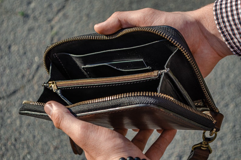 Personalized Leather Clutch Full Grain Leather Clutch Brown Etsy