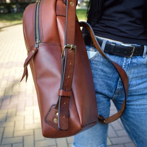 Personalized Leather backpack for woman, Leather backpack purse small, HandmadeBrown leather backpack, Travel leather backpack image 5