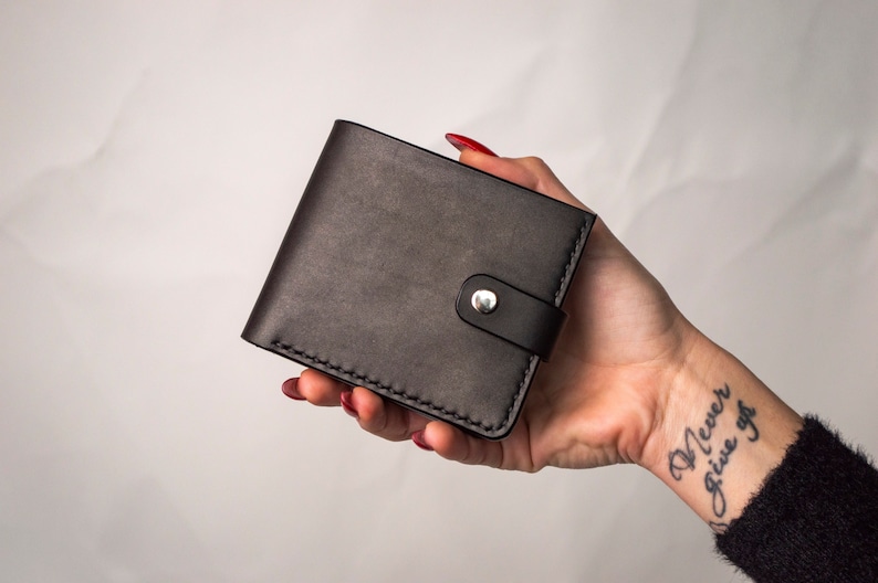 Cartera de cuero para hombre, Cartera de cuero para hombre delgada, Cartera de cuero de grano completo, Cartera minimalista, Regalo para novio, Regalo para él, Regalo para papá imagen 1