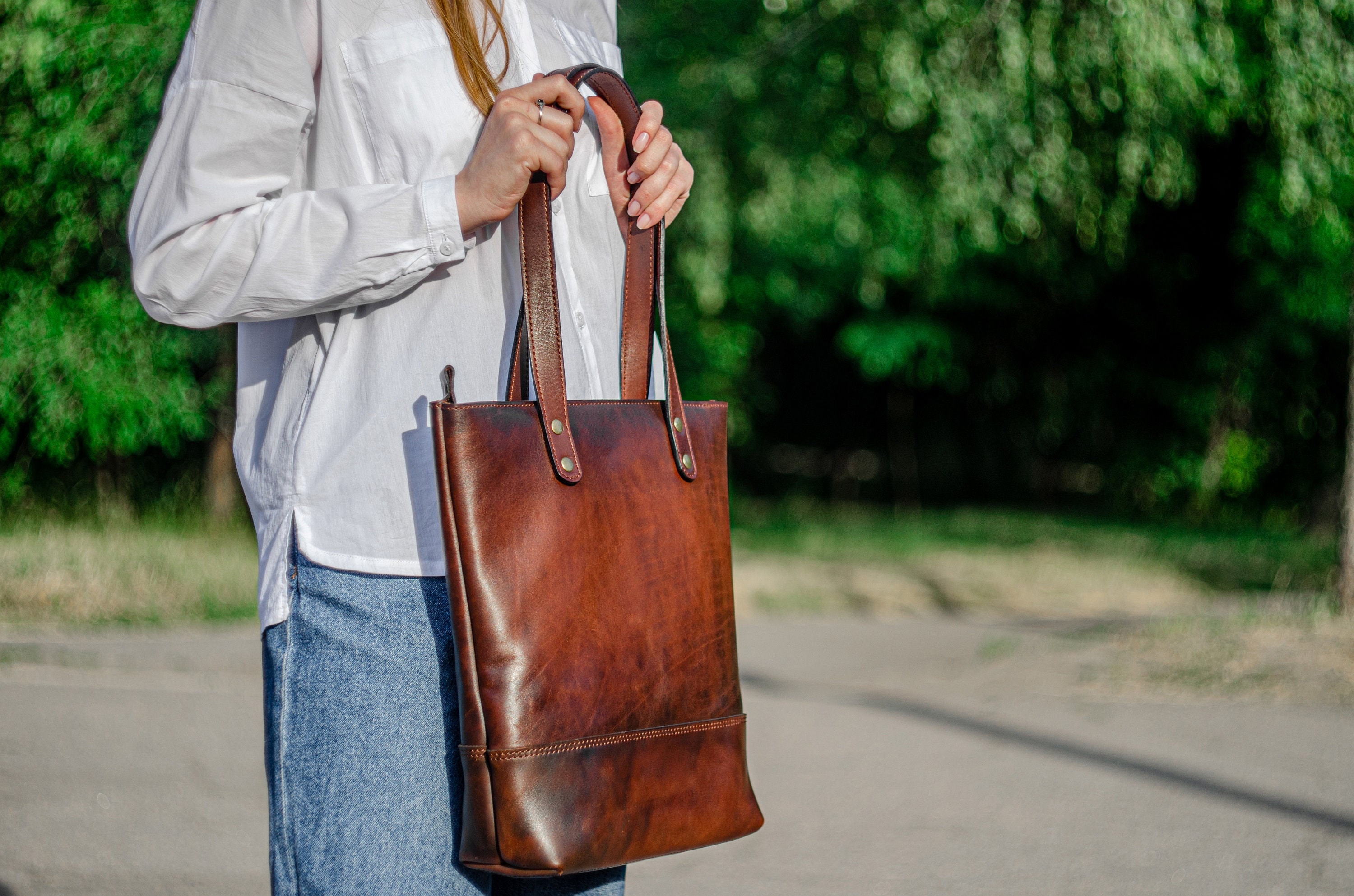 Leather Tote Bag Leather Bag Leather Shoulder Bag Women - Etsy
