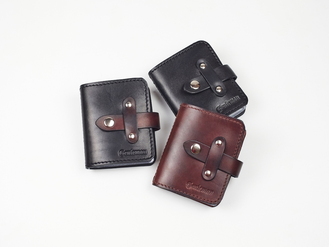 Leather business card holder Leather business card case Etsy