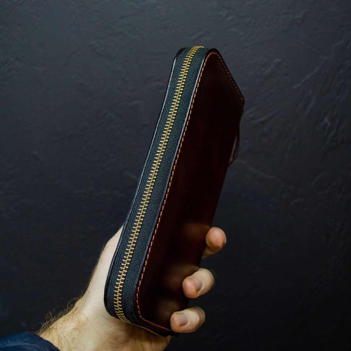 Personalized Leather Clutch Full Grain Leather Clutch Brown Etsy