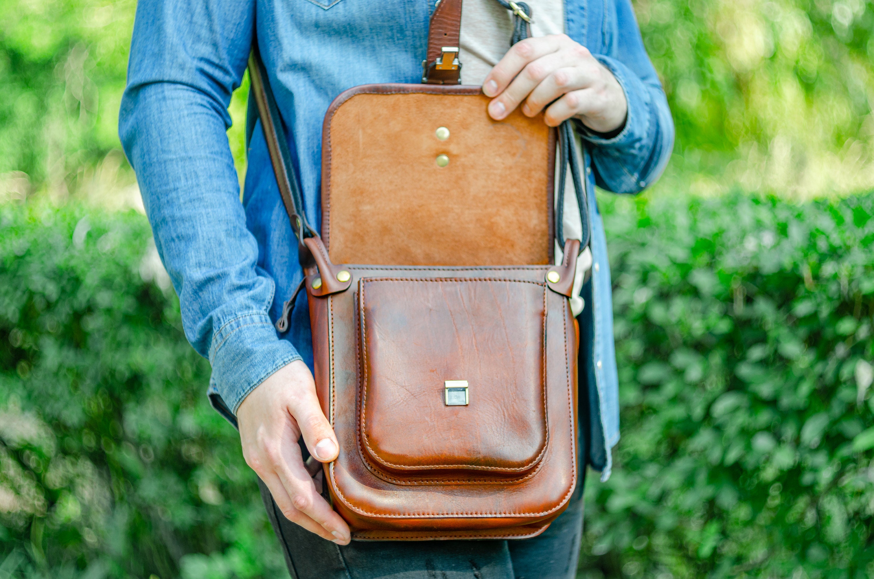 Personalized Men Shoulder Bag Handmade Leather Mens Bag Etsy