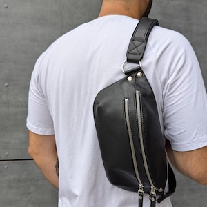 Leder Gürteltasche, Leder Hüfttasche, Fanny Pack Vielseitige Bauchtasche, Leder Sling Taschen für Männer und Frauen, Minimalistische Fanny Gürteltasche