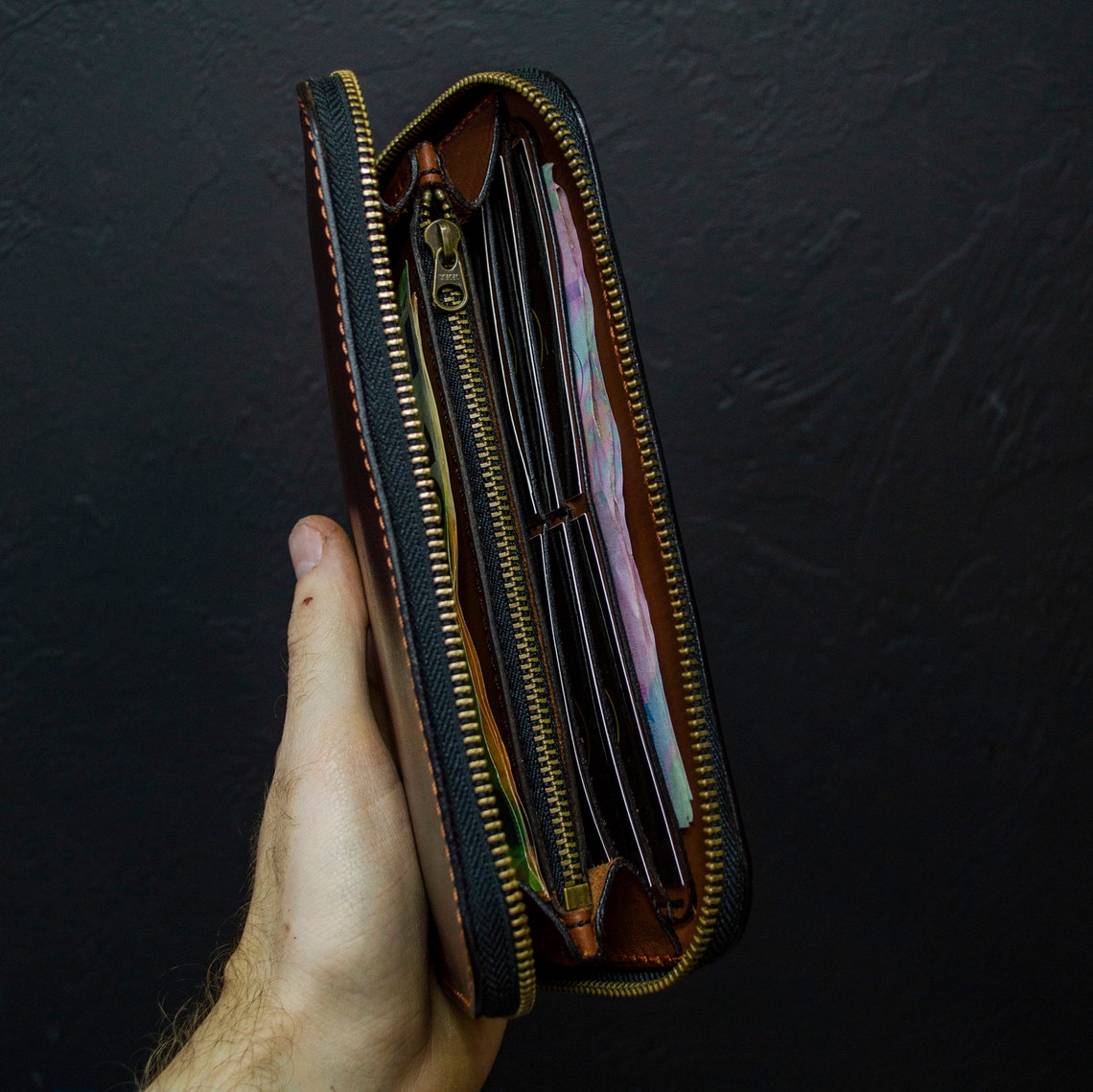 Personalized Leather Clutch Full Grain Leather Clutch Brown Etsy