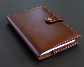 Handgefertigte Leder A5 Notizbuchhülle, Journal mit Stifthalter
