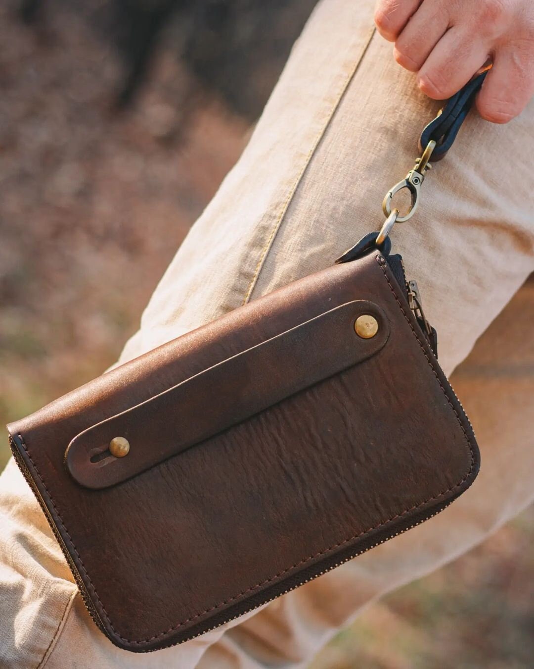 Personalized Leather Clutch Full Grain Leather Clutch Brown Etsy