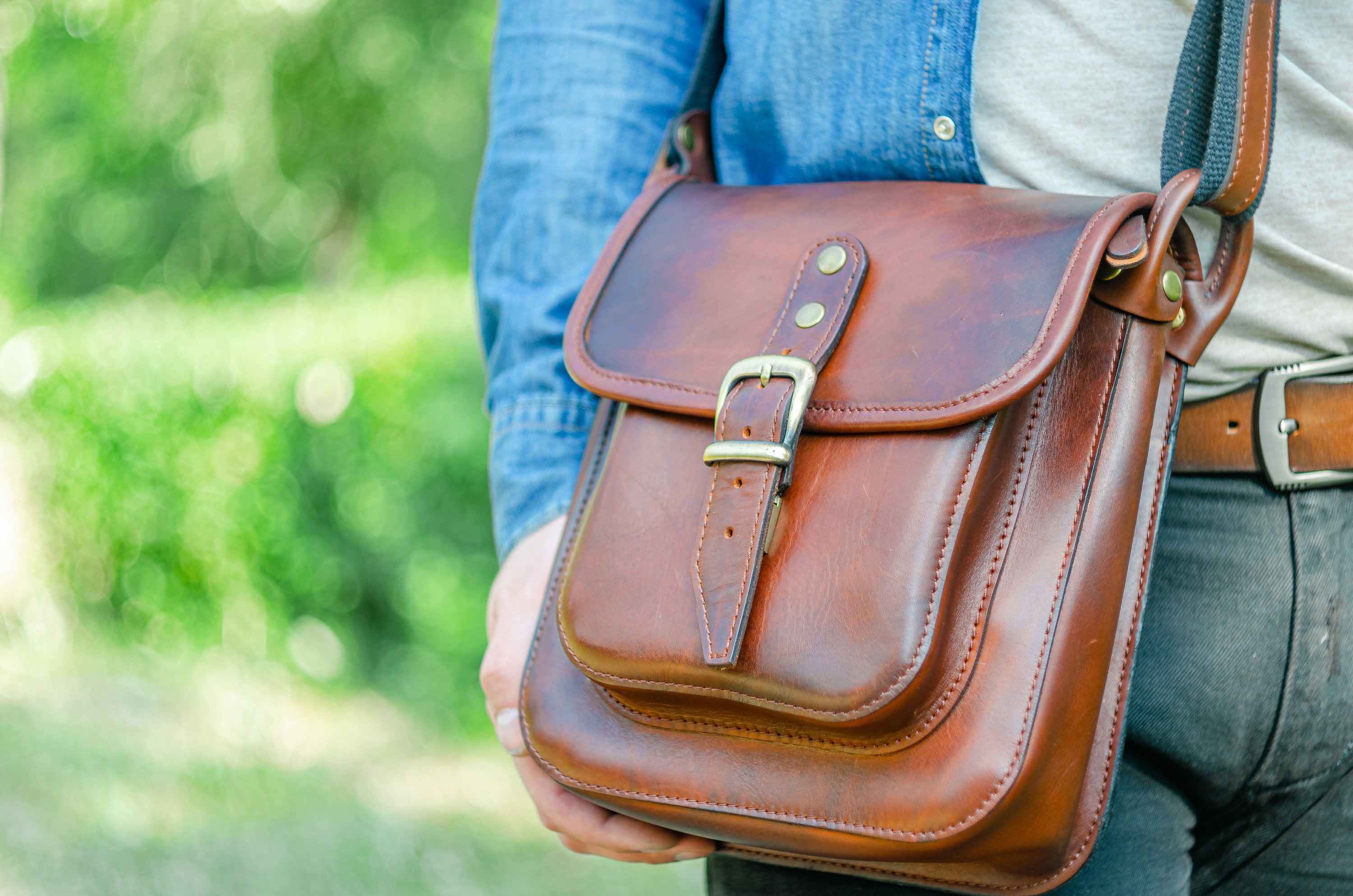 Personalized Men Shoulder Bag Handmade Leather Mens Bag Etsy