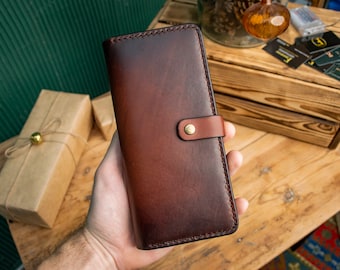 Personalized leather Wallet, Long bifold wallet, Leather Brown wallet , Wallet for Her or Him, Mens wallet, Womens wallet, For banknotes