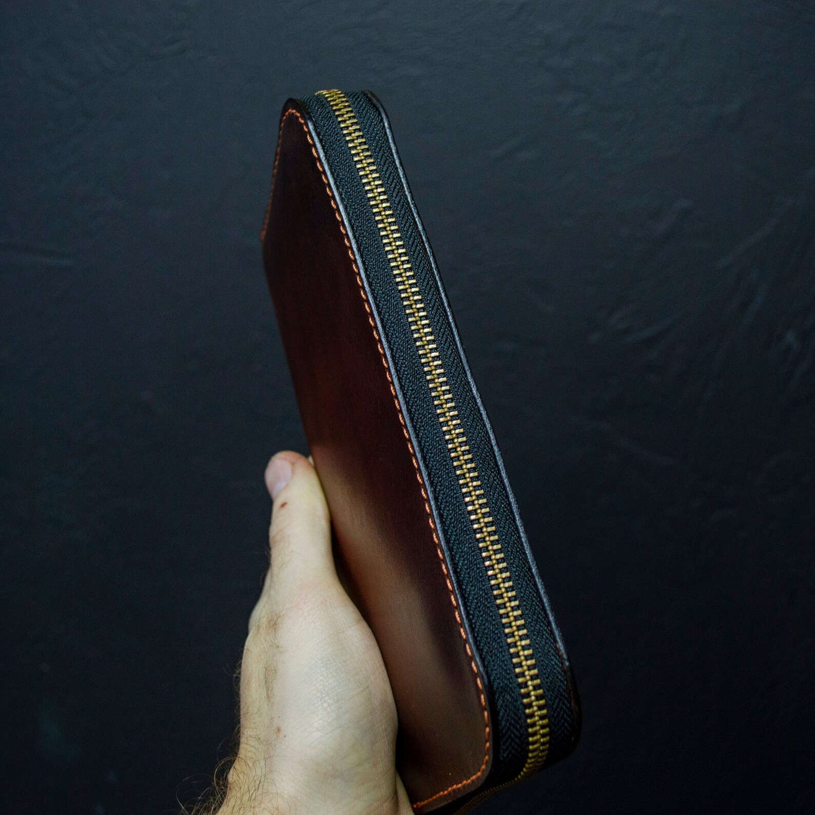 Personalized Leather Clutch, Full Grain Leather Clutch, Brown Wallet