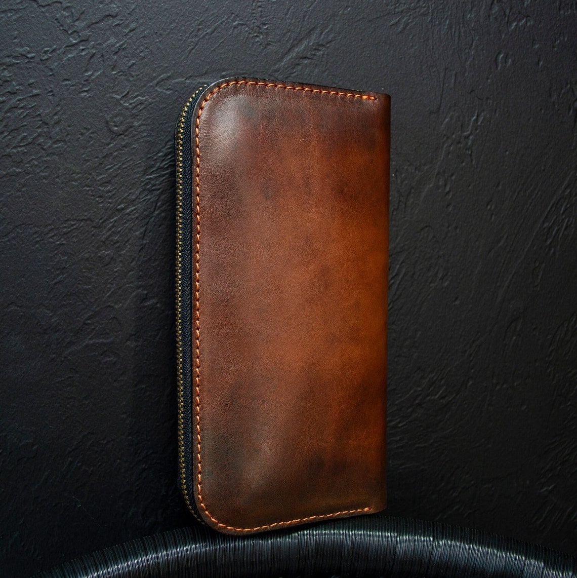 Personalized Leather Clutch, Full Grain Leather Clutch, Brown Wallet