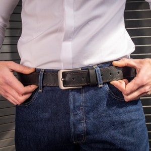Personalized Leather Belt, Black leather belt, Mens leather belt, Classic Belt, Gift For Him, Monogram Initials, Full Grain Leather 1.5 image 5