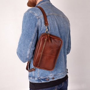 Crossbody Sling Purse, Genuine Leather Sling Backpack, Sling Backpack with Guitar Strap, Leather Crossbody Bag, Fashionable Bag