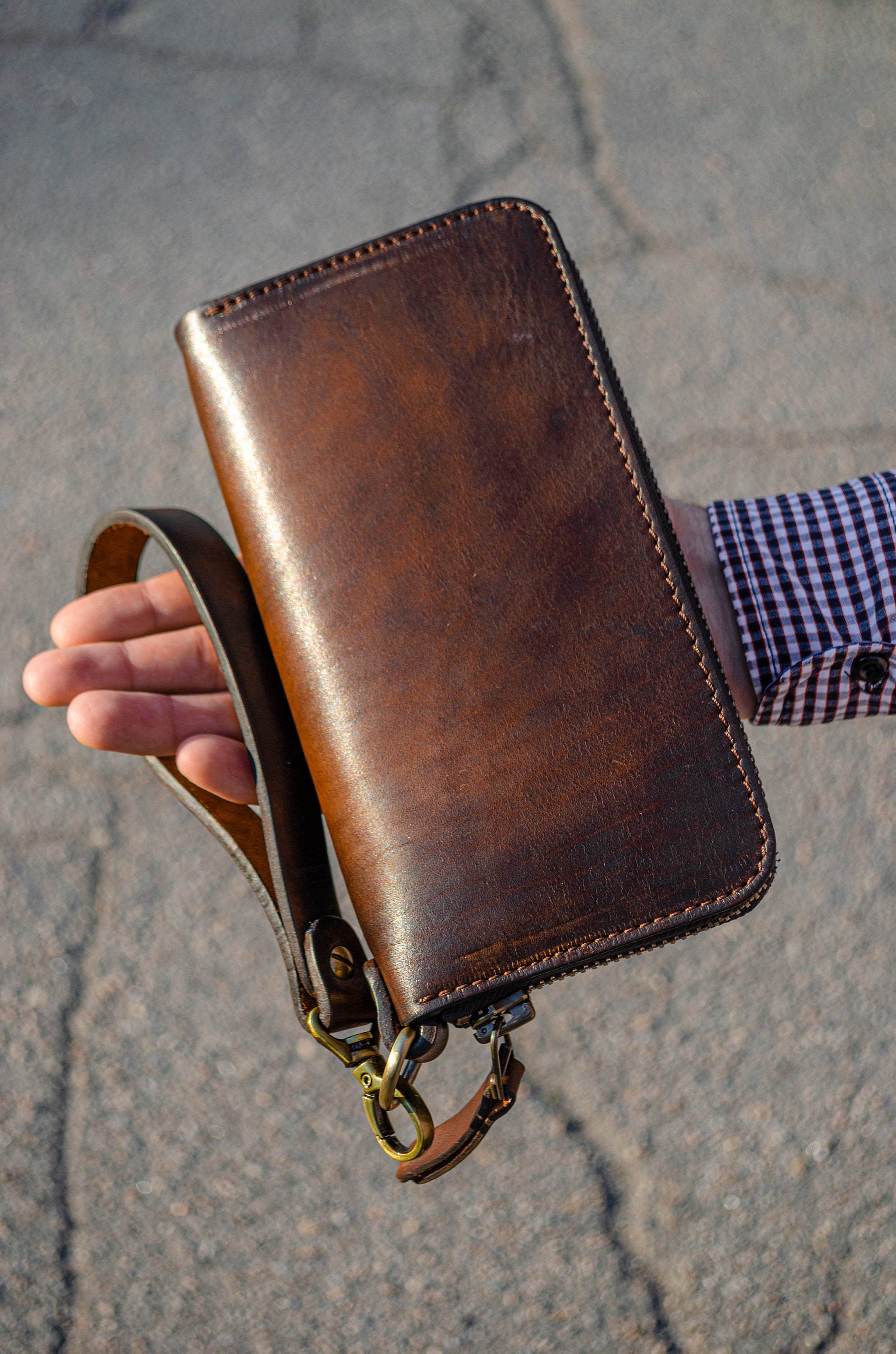 Personalized Leather Clutch Full Grain Leather Clutch Brown Etsy