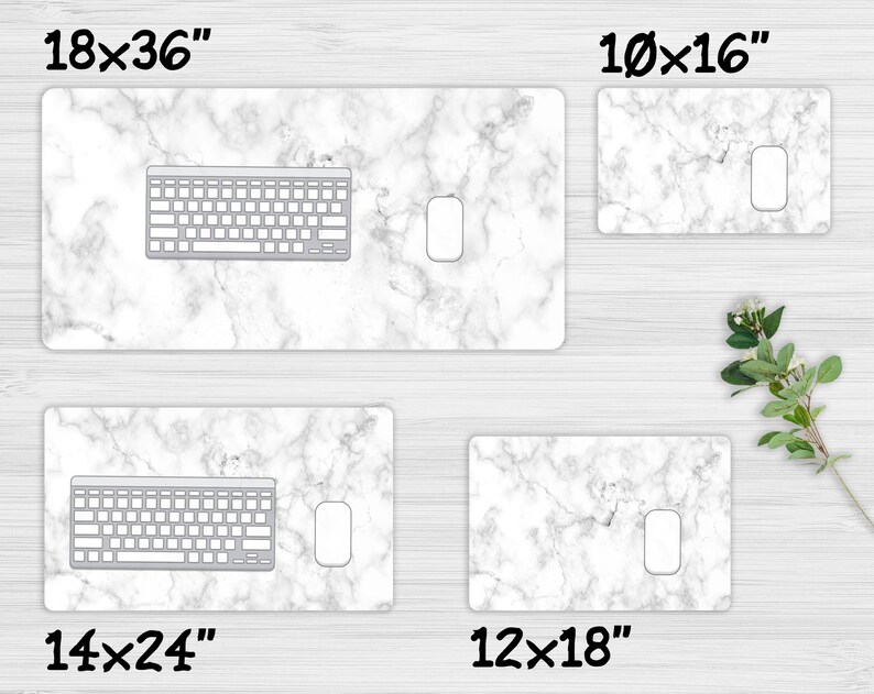 White Marble Pattern Desk Mat Cute Desk Pad Boho Office Etsy