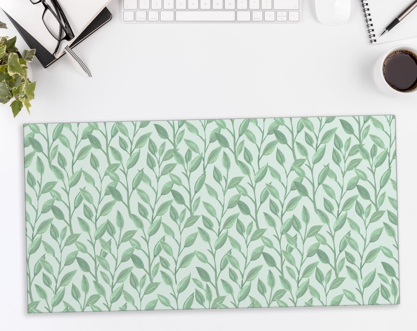 Soft Green Climbing Vines Desk Mat Cute Desk Pad Boho Office Etsy