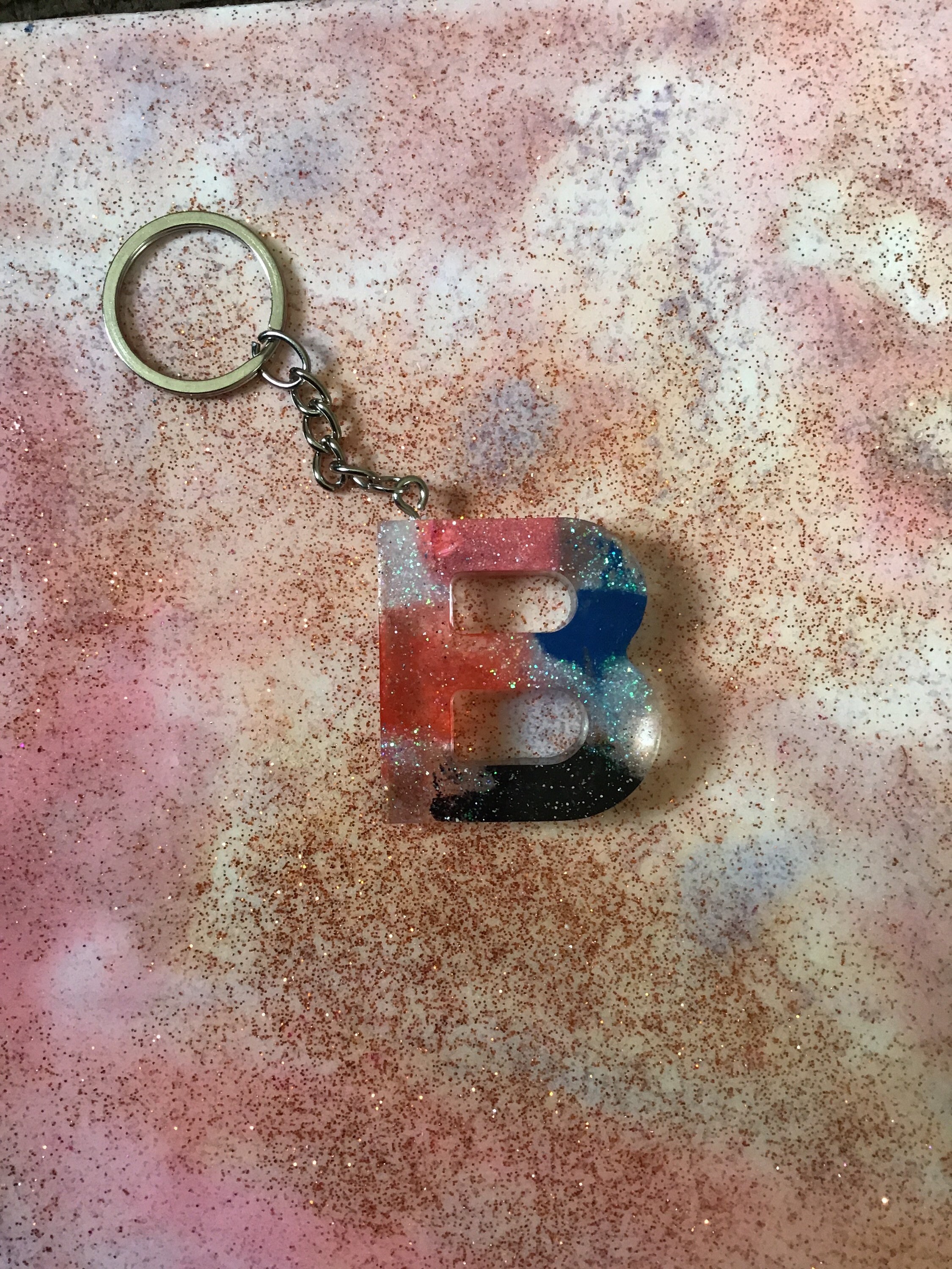 Resin Keychain Handmade Keychain Letter Keychain Alphabet Etsy