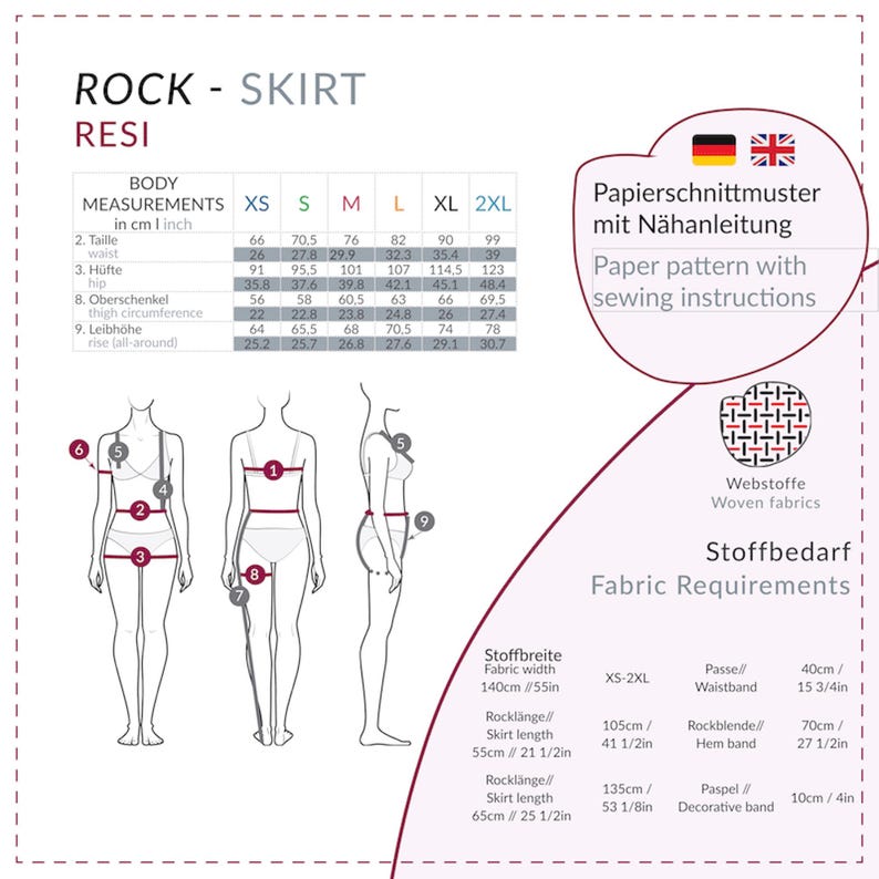skirt sewing pattern | Oktoberfest skirt | traditional skirt pattern | pleated skirt sewing | oktoberfest outfit | Paper sewing pattern Resi bild 10