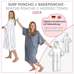 Super practical and quickly sewn!  Surfer poncho/bathing poncho Luca (XS-5XL) - German pattern & sewing instructions