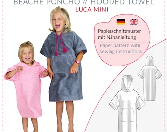 Kids bath poncho pattern | swim poncho pattern | towel poncho pattern | surf poncho pattern | poncho towel sewing pattern | size 98 - 164