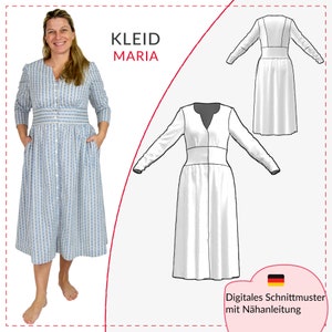 Dirndl sewing pattern | Traditional dress pattern for women | Traditional dress without apron |  Dirndl with sleeves | Sewing a dirndl
