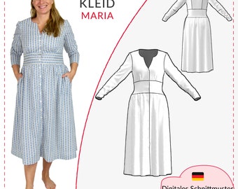 Dirndl Schnittmuster // Schnittmuster Trachtenkleid Damen // Trachtenkleid ohne Schürze // Dirndl mit Ärmel // Dirndl nähen // Papierschnitt