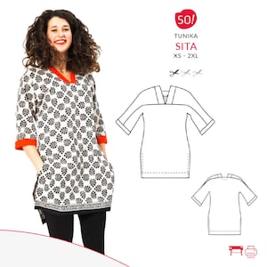 Tunic sewing pattern | Tunic sewing for beginners | Long blouse pattern | PDF pattern | SO Pattern