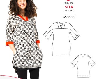 Tunic sewing pattern | Tunic sewing for beginners | Long blouse pattern | PDF pattern | SO Pattern