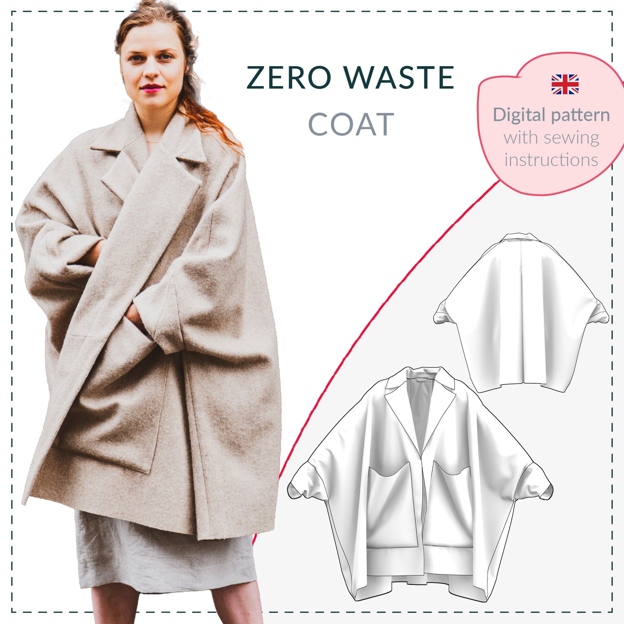 Zero Waste Coat Pattern // Zero Waste Sewing Pattern // Coat Sewing ...