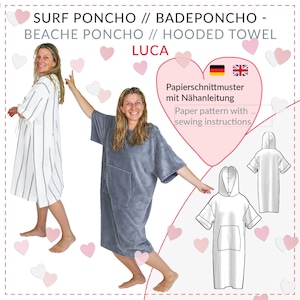 Surf poncho pattern | men&#39;s swimming poncho pattern | swimming poncho as a gift | sewing for Valentine&#39;s Day | SO Pattern paper pattern