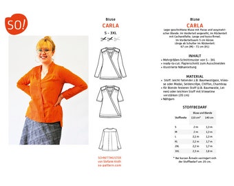 Damen Bluse Carla mit langem und kurzem Ärmel (S-3XL) - e-book & PDF Schnittmuster (A4/ USLetter/ A=)