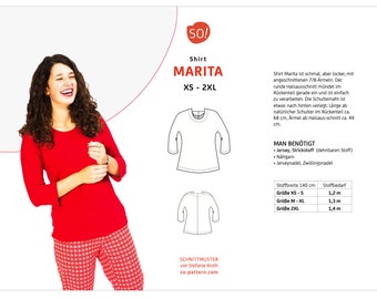 Schnittmuster Damen Shirt // Shirt nähen // PDF Schnittmuster (A4/ Plot A0) // SO Pattern Marita (XS – 2XL)