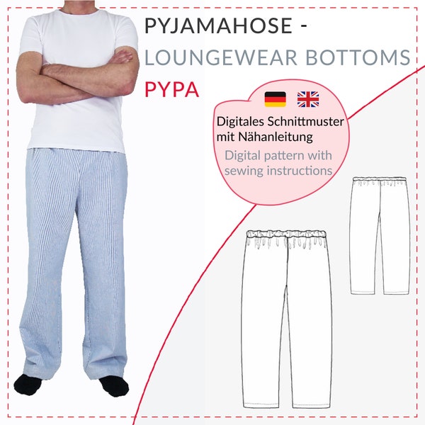 Schnittmuster Pyjama-Hose Herren// Schnittmuster Schlafanzughose Herren //Pyjamahose nähen // Schlafanzughosen nähen // loungewear Hose