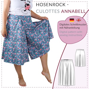 Culotte trousers sewing pattern // Sew your own culottes //Culotte pattern large sizes (XS-5XL) // PDF pattern (A4/US letter comp./A0)