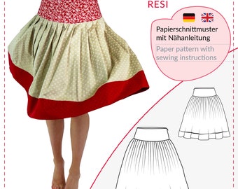 Trachtenrock Damen // Trachtenrock Schnittmuster // Oktoberfest Outfit // Faltenrock nähen // Rock Papierschnitt (XS-2XL) mit Nähanleitung