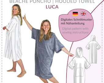 Surfe poncho sewing pattern | bathing poncho sewing pattern |  beach poncho sewing pattern | poncho towel pattern | hooded towel pattern
