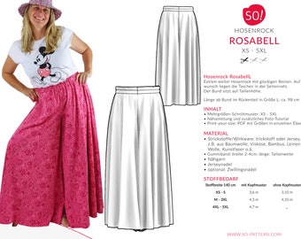 Kreiere den Hosenrock deiner Träume mit unseren Schnittmustern Rosabell (XS-5XL) für Culottes! PDF-Schnittmuster (A4/ US letter komp./ A0)