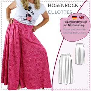 Trouser skirt pattern long and wide | Culotte trousers pattern | Culotte large sizes (XS-5XL) | Paper pattern with sewing instructions
