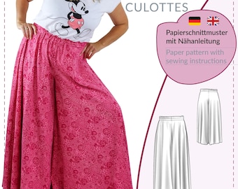 Trouser skirt pattern long and wide | Culotte trousers pattern | Culotte large sizes (XS-5XL) | Paper pattern with sewing instructions