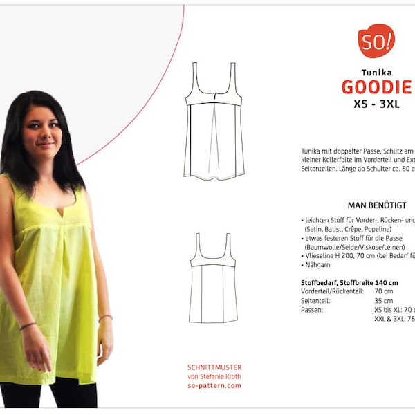 Damen Tunika Goodie, Schnittmuster von SO Pattern / PDF A4