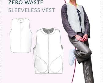 Mens vest sewing pattern | Men vest sleeveless | zero waste sleeveless vest sewing pattern | Waistcoat pattern for men | Waistcoat for men