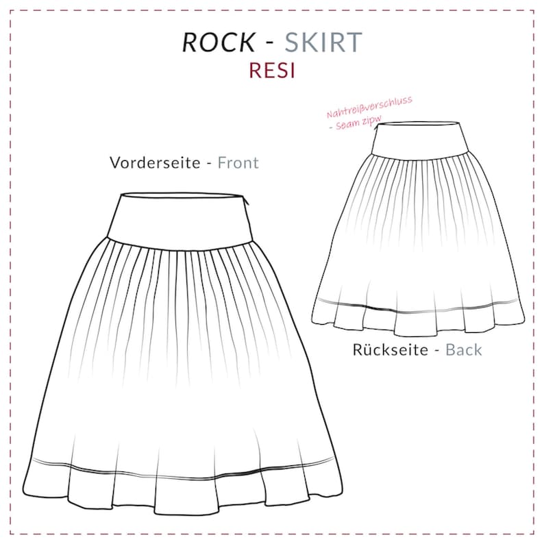 skirt sewing pattern | Oktoberfest skirt | traditional skirt pattern | pleated skirt sewing | oktoberfest outfit | Paper sewing pattern Resi bild 8