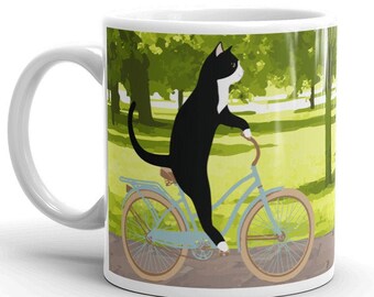 Cat on a Bike Funny Mug
