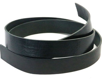 Black Glazed Leather Strip, 48"-60" Length, Vintage Glaze Black, Buffalo Leather Strap, Leather Strip for Belts, Belt Strip, Black Vintage