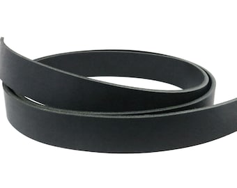 Black Leather Strip 4860 Length Matte Black Buffalo Leather