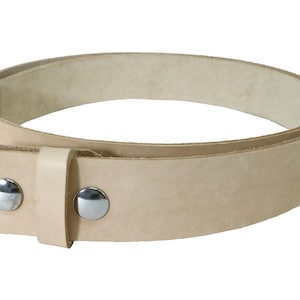 Veg Tan Leather Belt Blank with Snaps and Keeper, 48-60&quot; Length, Natural Vegetable Tan Belt Blank, Veg Tan Belt Replacement, B Grade Leather