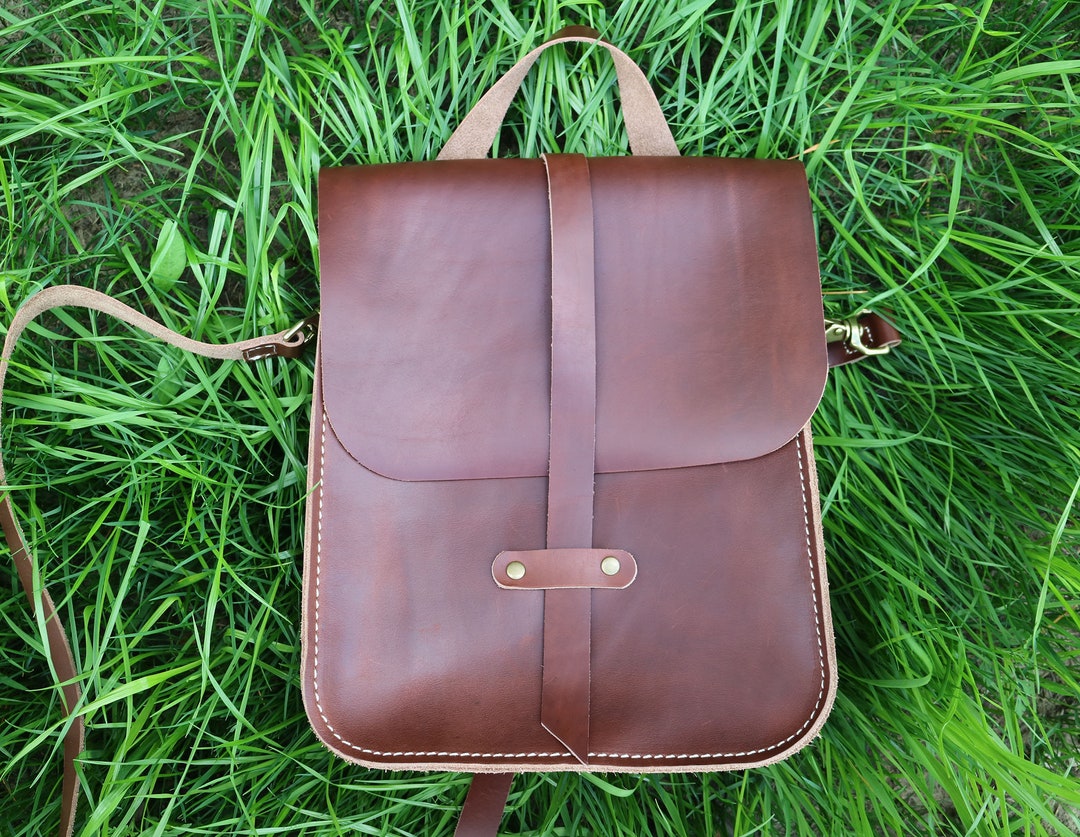 Handmade Brown Leather Messenger Bag Brown Horween Chromexcel Etsy